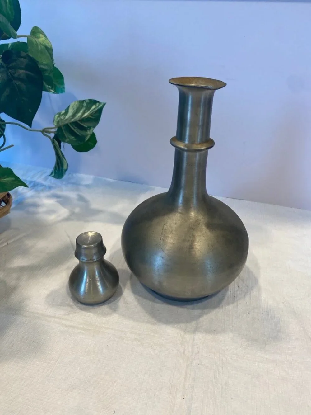 Vintage Leonard English Pewter Decanter Carafe with Stopper